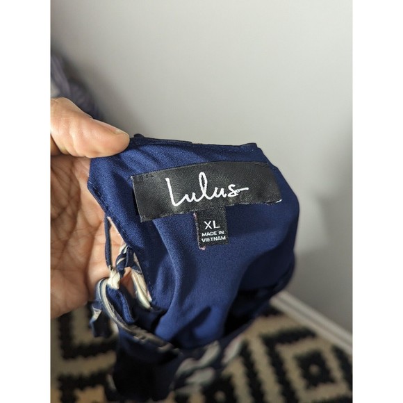 Lulus Womens Blooming Beauty Navy Blue Floral Print Mini Dress Sz XL Party - Picture 4 of 9